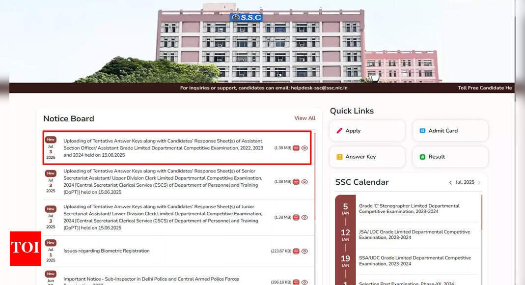 ssc-aso/assistant-grade-exams-2022–2024-answer-keys-released-at-sscgov.in