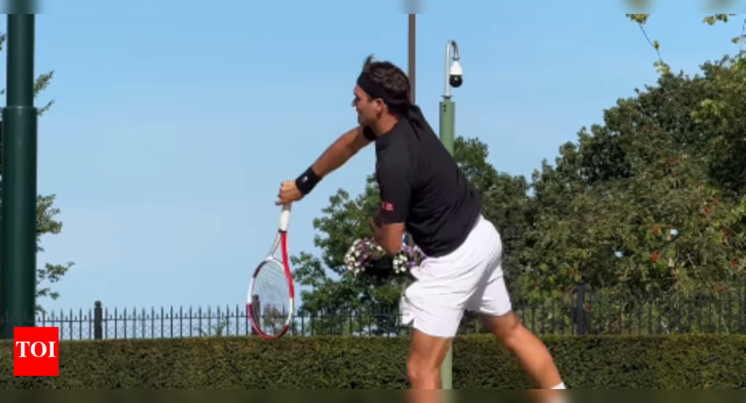 watch:-eight-time-champion-roger-federer-plays-at-wimbledon-with-wife-mirka-watching-on