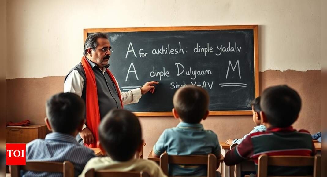 ‘a-for-akhilesh,-d-for-dimple’:-sp-neta-teaches-political-slogans-to-students