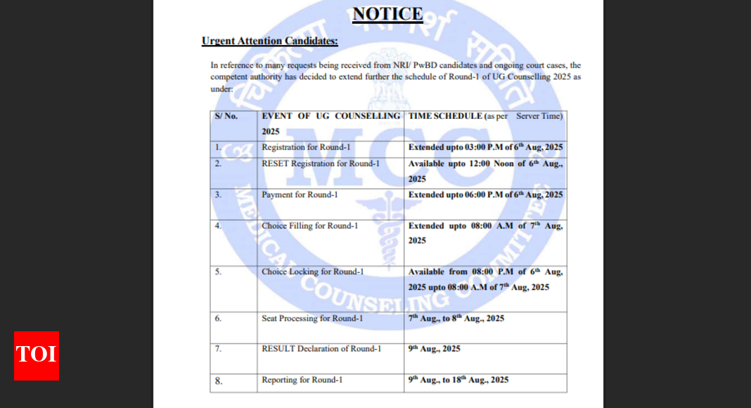 neet-ug-2025-round-1-revised-counselling-schedule-released-at-mccnic.in:-check-important-dates-here