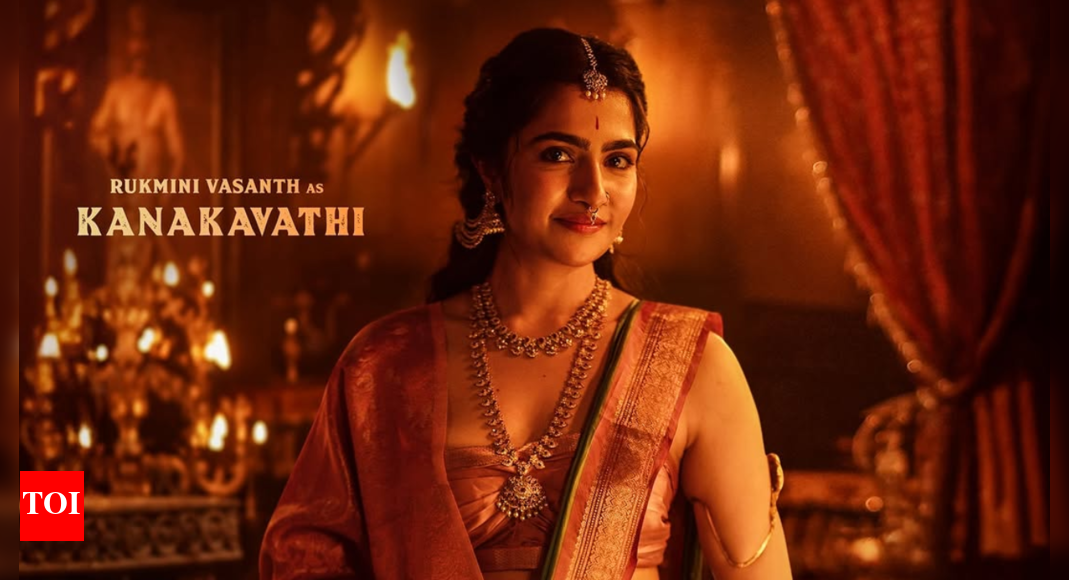 ‘kantara-chapter-1’-new-poster:-rukmini-vasanth’s-first-look-as-kanakavathi-unveiled-on-varamahalakshmi-festival-–-watch