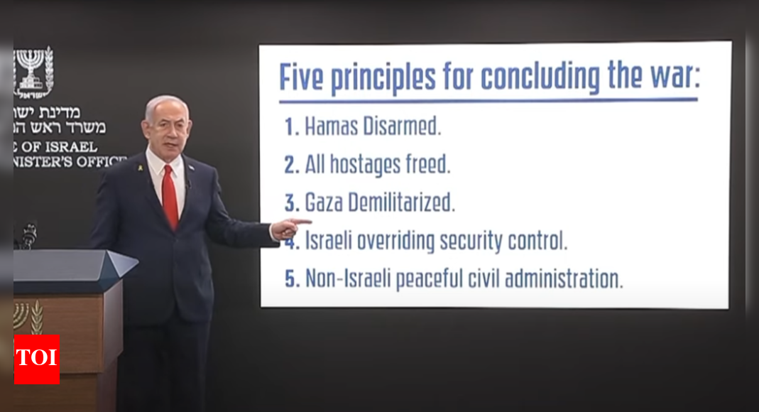 ‘gazans-begging-us-…-‘:-netanyahu-outlines-5-‘principles’-to-end-war;-blasts-‘campaign-of-lies’