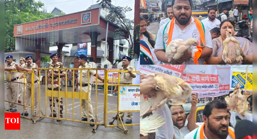 kalyan-meat-ban-row:-congress-workers-led-by-sachin-pote-protest-with-live-chickens;-police-detain-demonstrators-ahead-of-independence-day