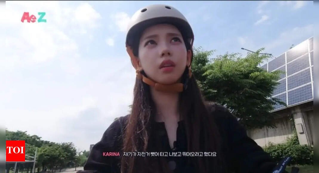 aespa’s-karina-learns-how-to-cycle-at-25;-shares-hilarious-video