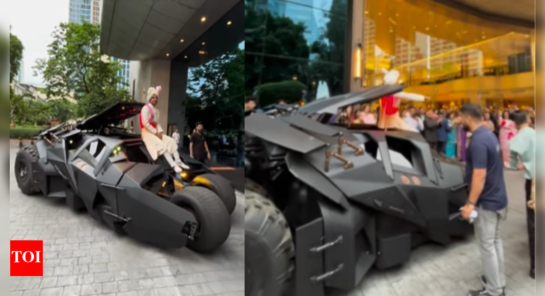 baraat-on-batmobile:-indian-groom-makes-superhero-style-wedding-entry