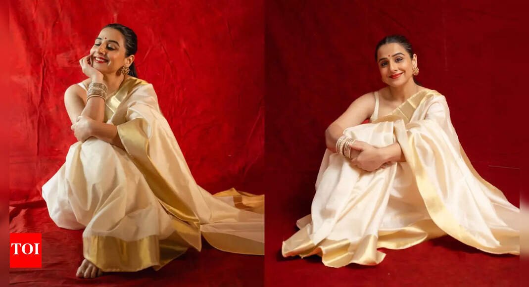vidya-balan’s-stunning-kasavu-saree-is-perfect-start-to-navratri-2025