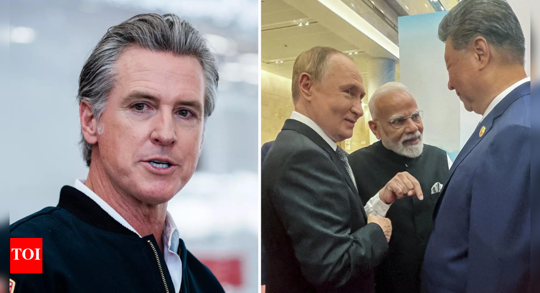 ‘have-no-fear-…’:-california-governor-mocks-trump;-shares-video-of-pm-modi,-putin,-xi-at-sco