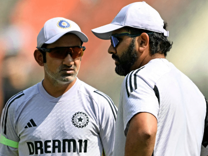 watch-|-gautam-gambhir-questions-rohit-sharma-on-‘farewell-match:india-coach-makes-hitman-laugh,-shubman-gill-also-reacts