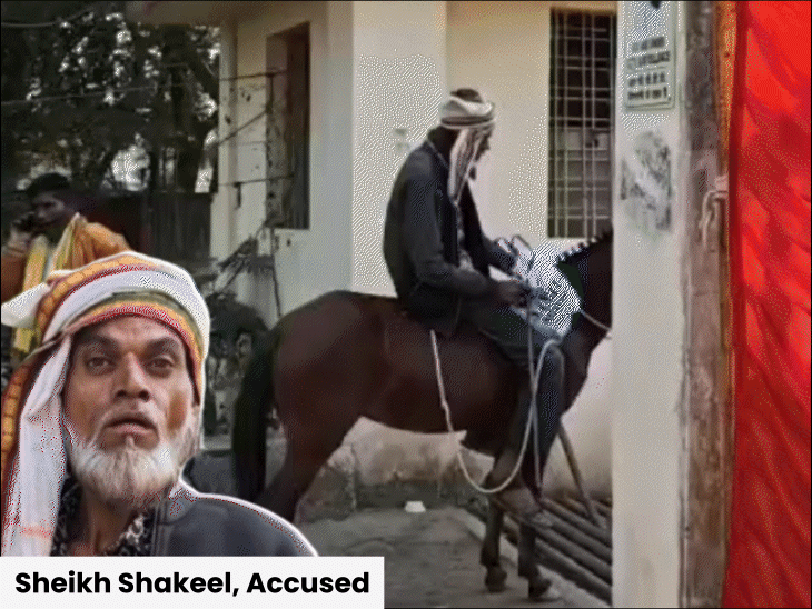 arms-act-accused-arrives-at-court-on-horseback-in-burhanpur:unable-to-walk-due-to-leg-pain;-used-to-drive-a-horse-cart-earlier