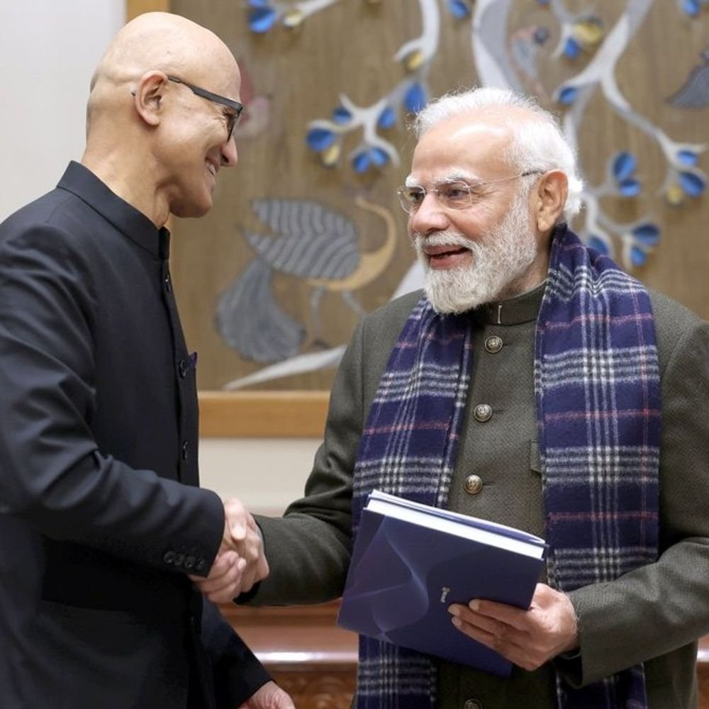 microsoft-ceo-satya-nadella-met-prime-minister-narendra-modi:announces-an-investment-of-₹1.58-lakh-crore-to-build-infrastructure-and-skills-needed-for-ai-in-india
