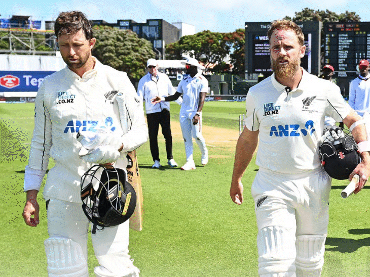 nz-take-1-0-lead-with-dominant-9-wicket-win-over-wi:conway-williamson-chase-down-56-runs-in-10-overs-in-wellington-test;-jacob-duffy-awarded-potm