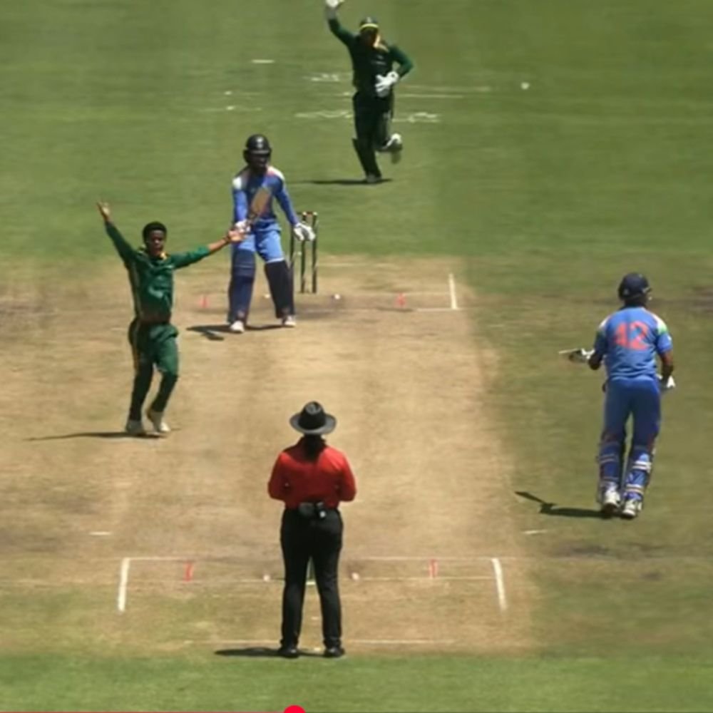 india-u19-beat-sa-by-25-runs-via-dls-method:pangalia-ambrish-guide-team-india-to-reach-300-run-mark;-basson-bags-four-wickets;-suryavanshi-scores-11-runs