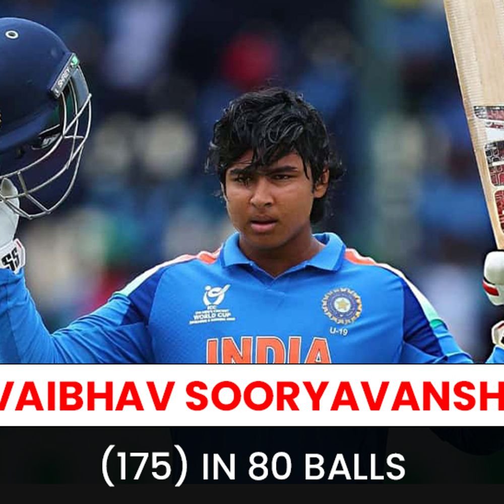 vaibhav-sooryavanshi’s-175-highest-score-in-u-19-world-cup-final:slammed-15-sixes-and-recorded-the-second-fastest-century-in-55-balls