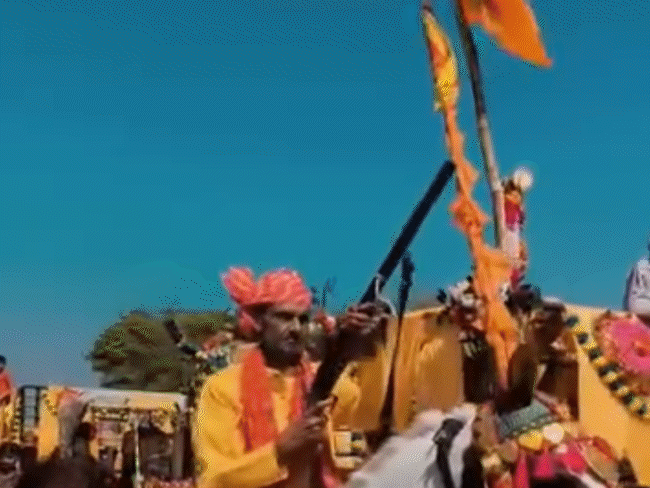 congress-mla-fires-in-air-while-riding-horse:’shiv-baraat’-on-mahashivratri-in-sheopur;-ti-says-it-is-prohibited