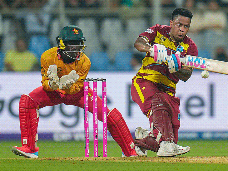 west-indies-crush-zimbabwe-by-107-runs,-post-2nd-highest-total:hetmyer’s-fastest-half-century-for-wi,-motie-takes-4-wickets