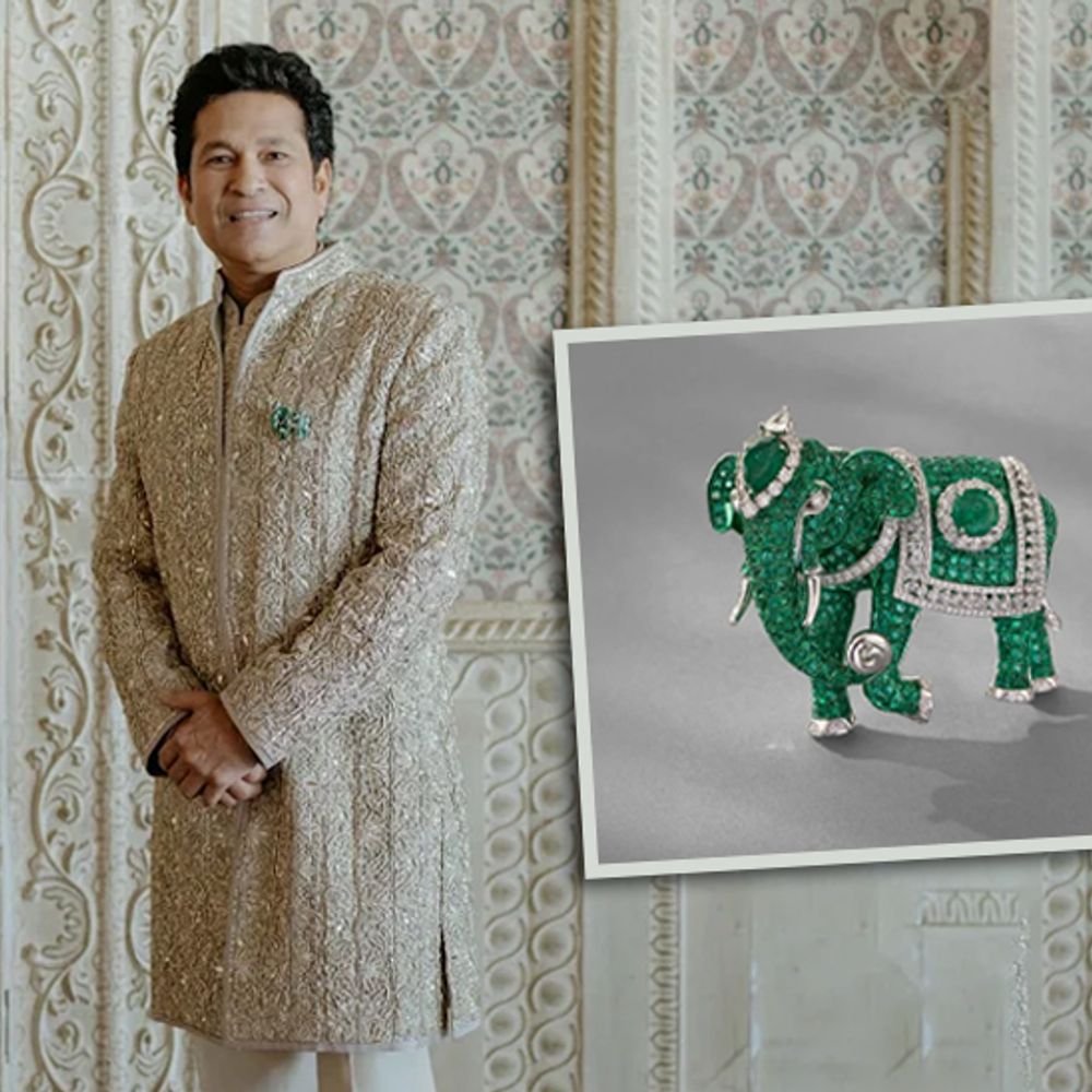 sachin-tendulkar’s-₹40l-emerald-steals-spotlight-at-son’s-wedding:a-closer-look-at-the-tendulkar-family’s-dazzling-wardrobe-more