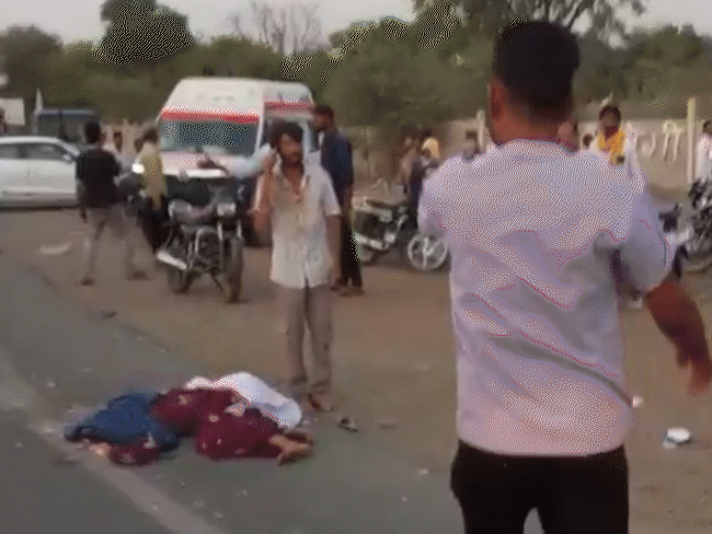 truck-crushes-mother-only-son-in-rajgarh:head-severed-in-horrific-crash;-nh-52-blocked-in-protest,-2-injured