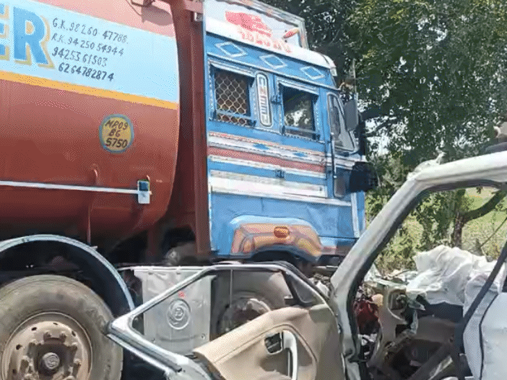 5-killed-as-tanker-hits-car-in-barwani:bodies-trapped-for-an-hour,-group-returning-from-wedding-ceremony-in-barwani