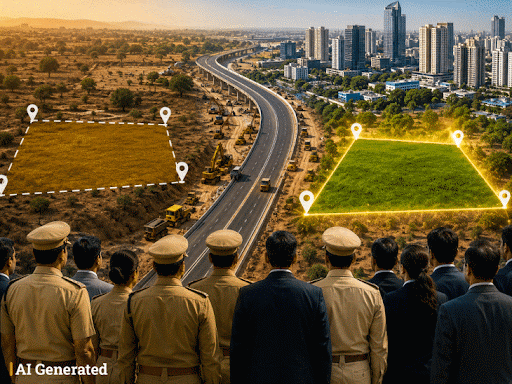 50-ias-ips-officers-bought-land-near-proposed-bypass:₹3200-crore-project-approved-16-months-later;-land-value-jumped-11-times