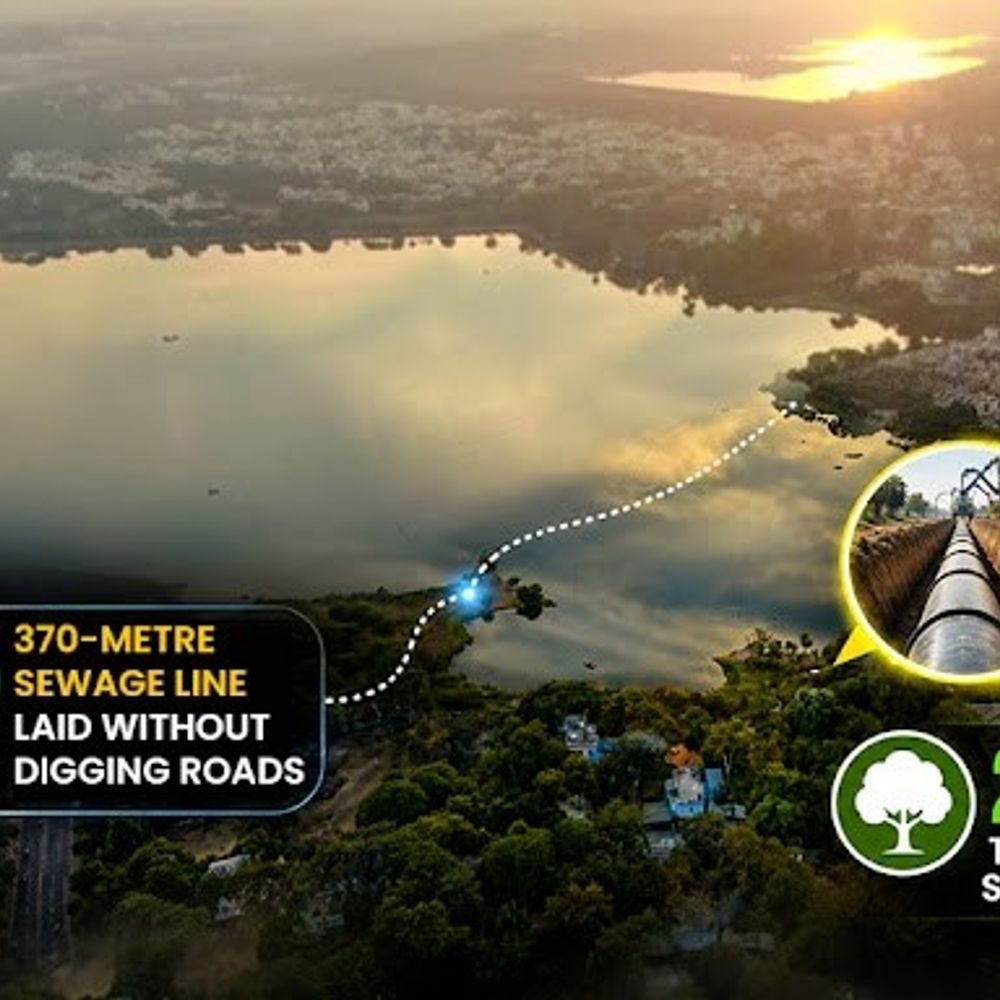 new-technology-used-to-save-shahpura-lake-from-pollution:370-metre-sewage-line-laid-without-digging-roads;-23-trees-saved