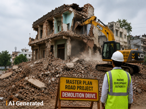 indore-begins-master-plan-road-demolition-drive:16-houses-razed-in-jinsi-area;-78-properties-obstruct-proposed-road-alignment