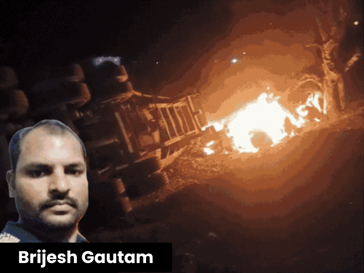 cement-bulker-catches-fire,-driver-burnt-alive-in-rewa:vehicle-overturned-after-hitting-tree;-police-suspect-driver-may-have-dozed-off