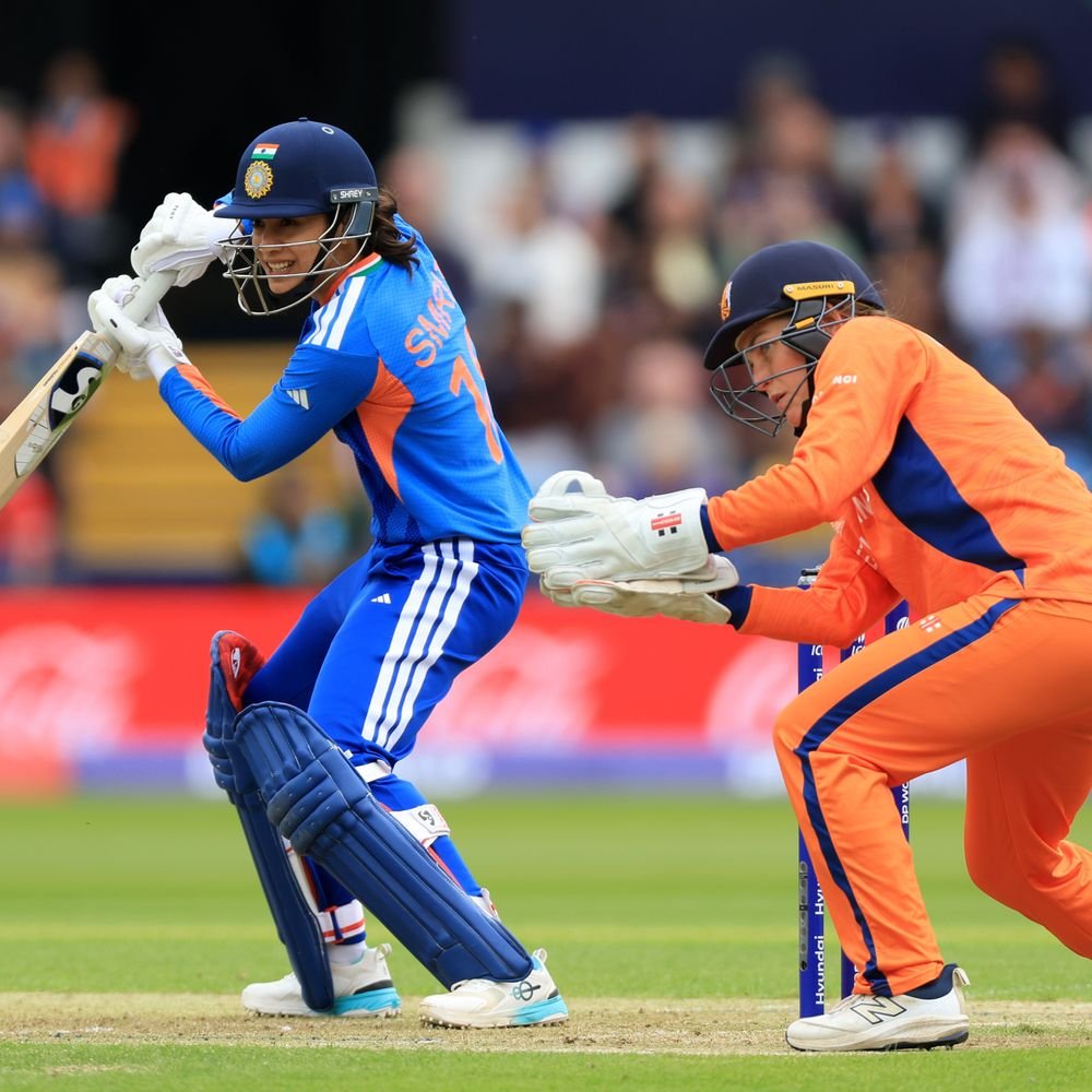 smriti-mandhana-becomes-first-to-hit-600-fours-in-t20is:shreyanka-patil-twists-ankle-while-fielding,-leaves-ground-in-stretcher