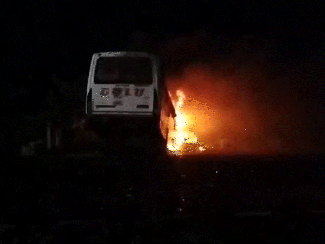 cows-hit-on-road-spark-violence:bjp-mla-golu-shukla’s-bus-set-ablaze;-villagers-pelt-stones-and-shatter-windows