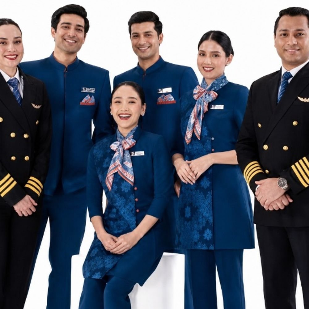 air-india-express-changes-crew-members’-uniforms:clothes-made-from-banana-fiber-fabric,-featuring-kanjeevaram-and-gamosa-craft-designs